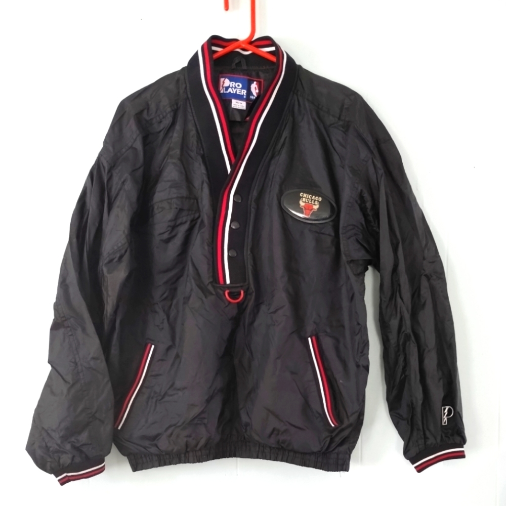 Unique Chicago Bulls Windbreaker Black Jacket Mens Medium by Pro Player
